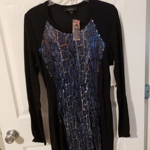 NWT. Karen Kane Sequined front sweater dress, Size L. Gorgeous